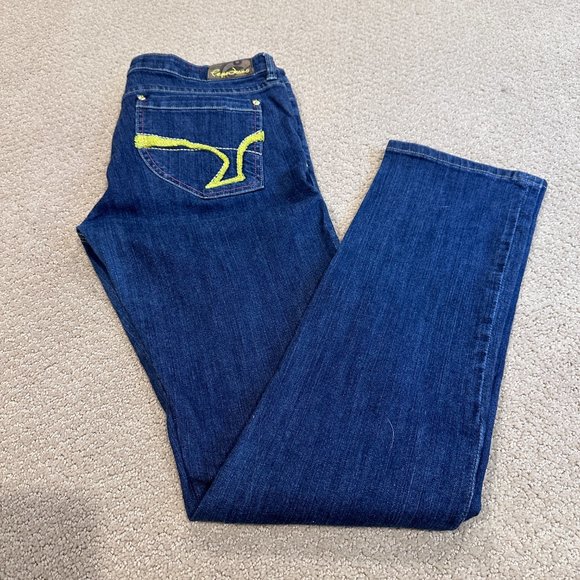 Vintage Pepe Jeans Straight Leg Low Rise 90s Y2K Fuzzy Embroidery Unisex Size 32 - Picture 10 of 14